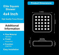 Elite (4x4 Inches) ABS Chrome Black Finish Overhead Shower Without Arm