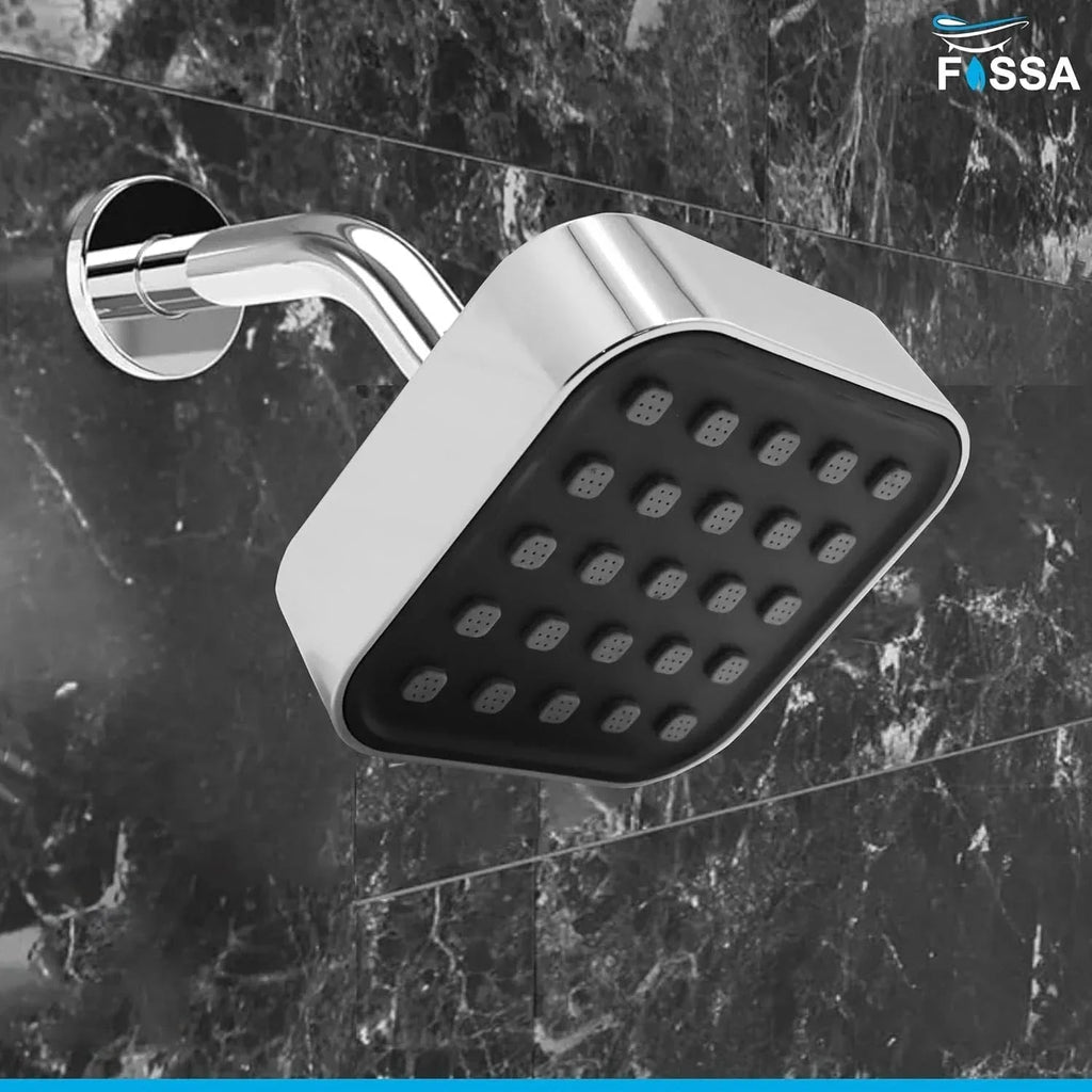 Elite (4x4 Inches) ABS Chrome Black Finish Overhead Shower Without Arm