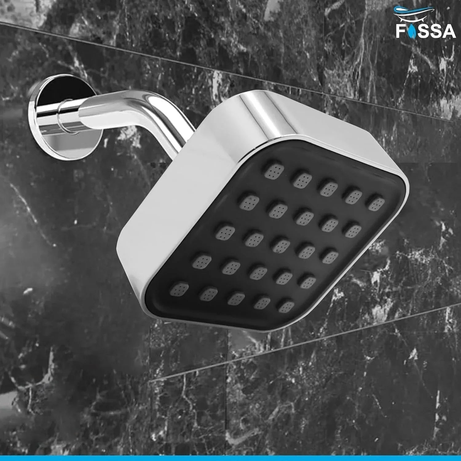 Elite (4x4 Inches) ABS Chrome Black Finish Overhead Shower Without Arm