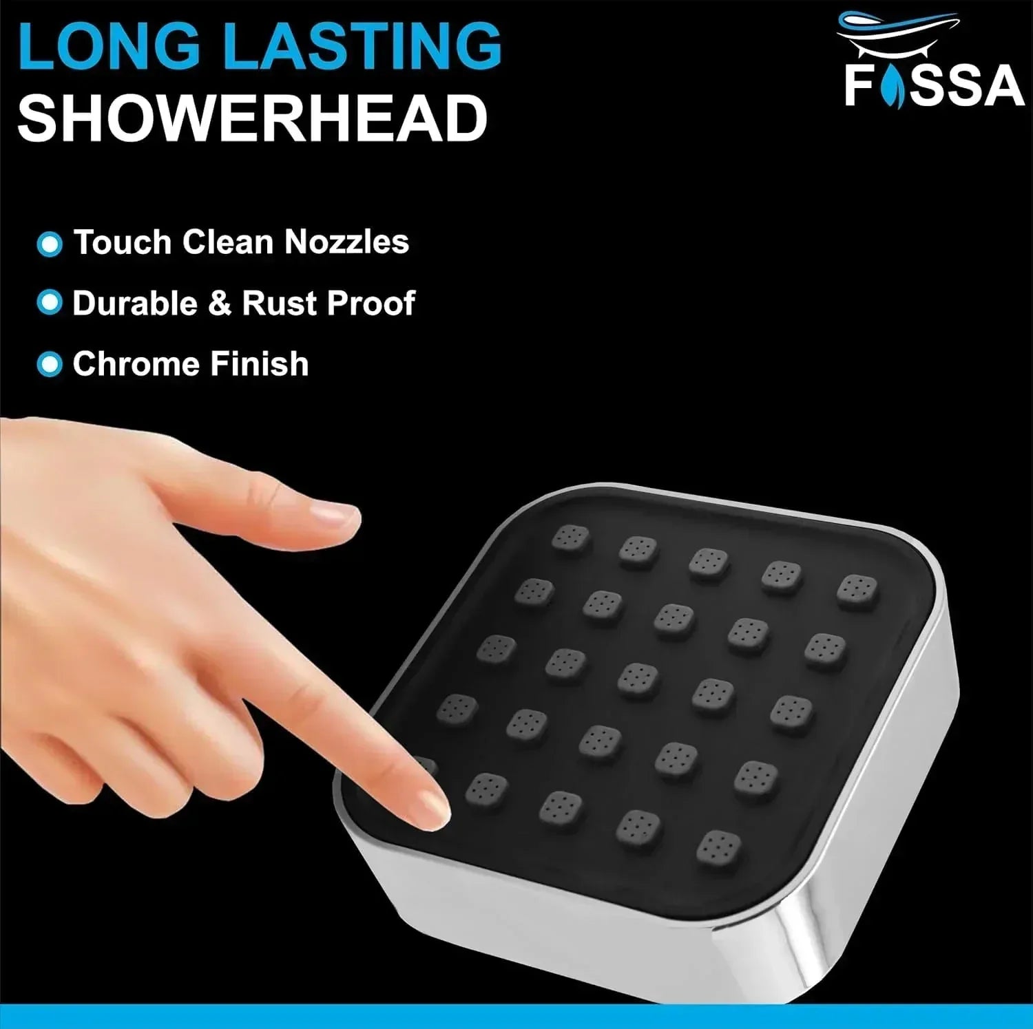 Elite (4x4 Inches) ABS Chrome Black Finish Overhead Shower Without Arm
